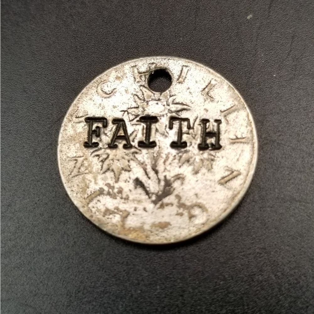 Faith silver medallion necklace pendant cottagecore. P121